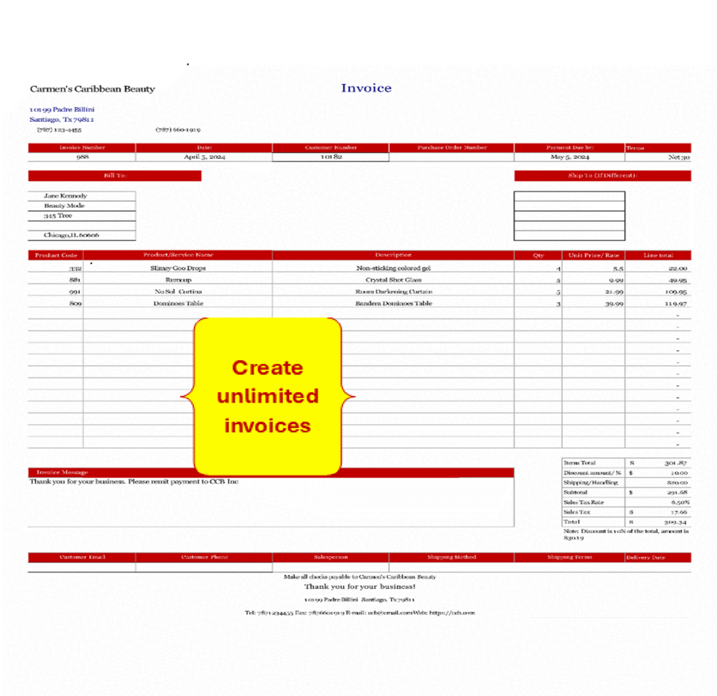 BizSimple Home invoice w letters2